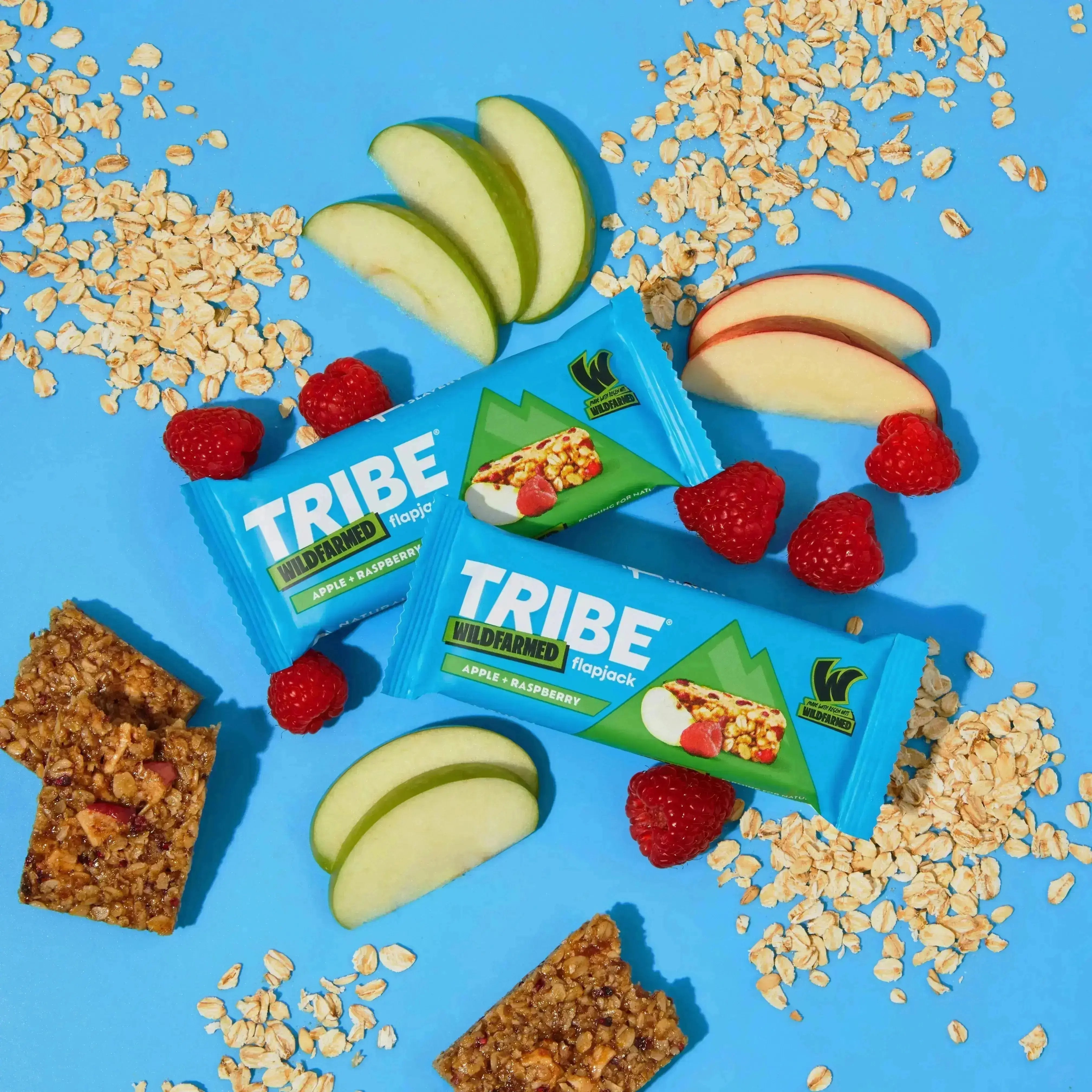 16 x 50g TRIBE x Wildfarmed Apple & Raspberry Flapjack TRIBE Bars