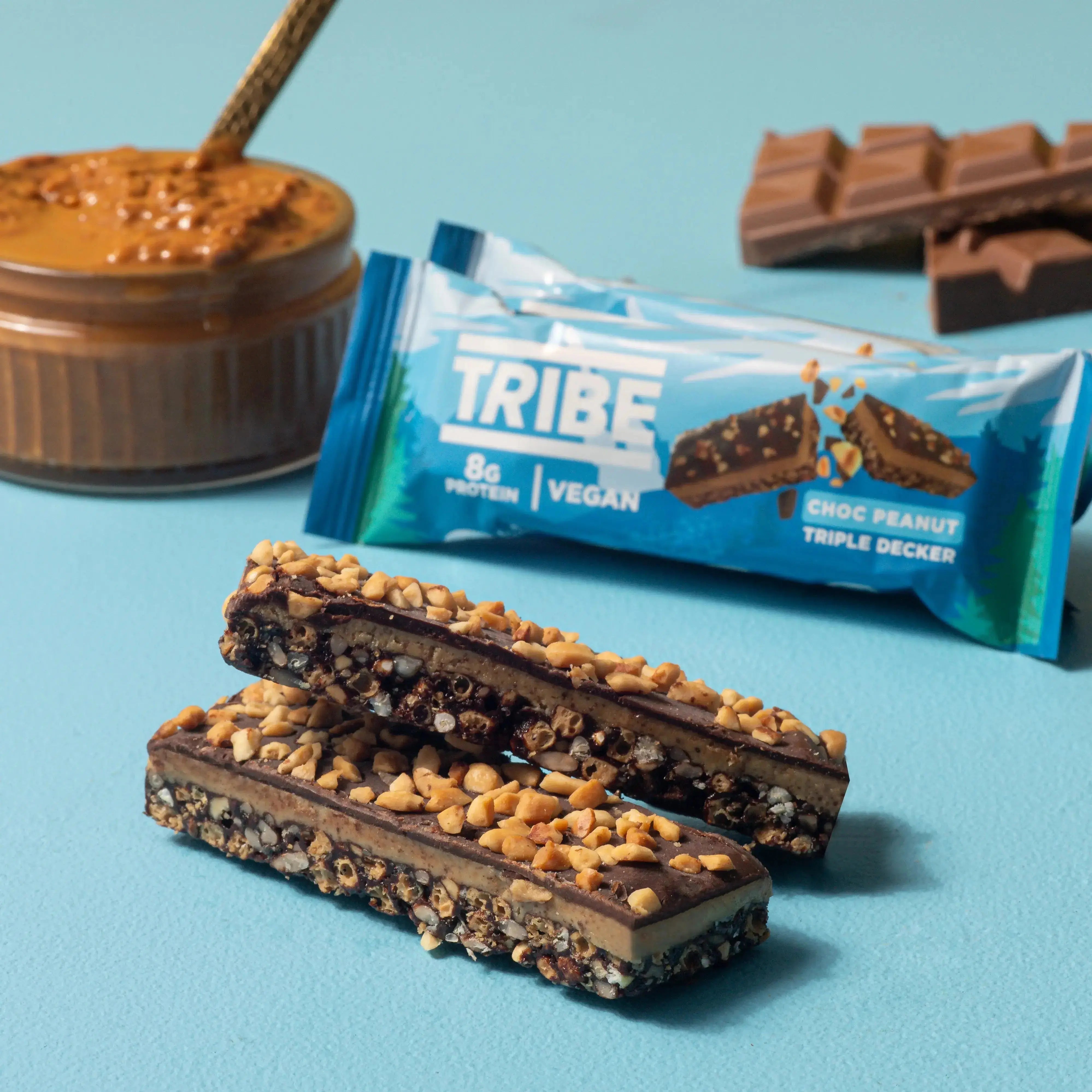 12 x 40g Choc Peanut Triple Decker TRIBE Bars