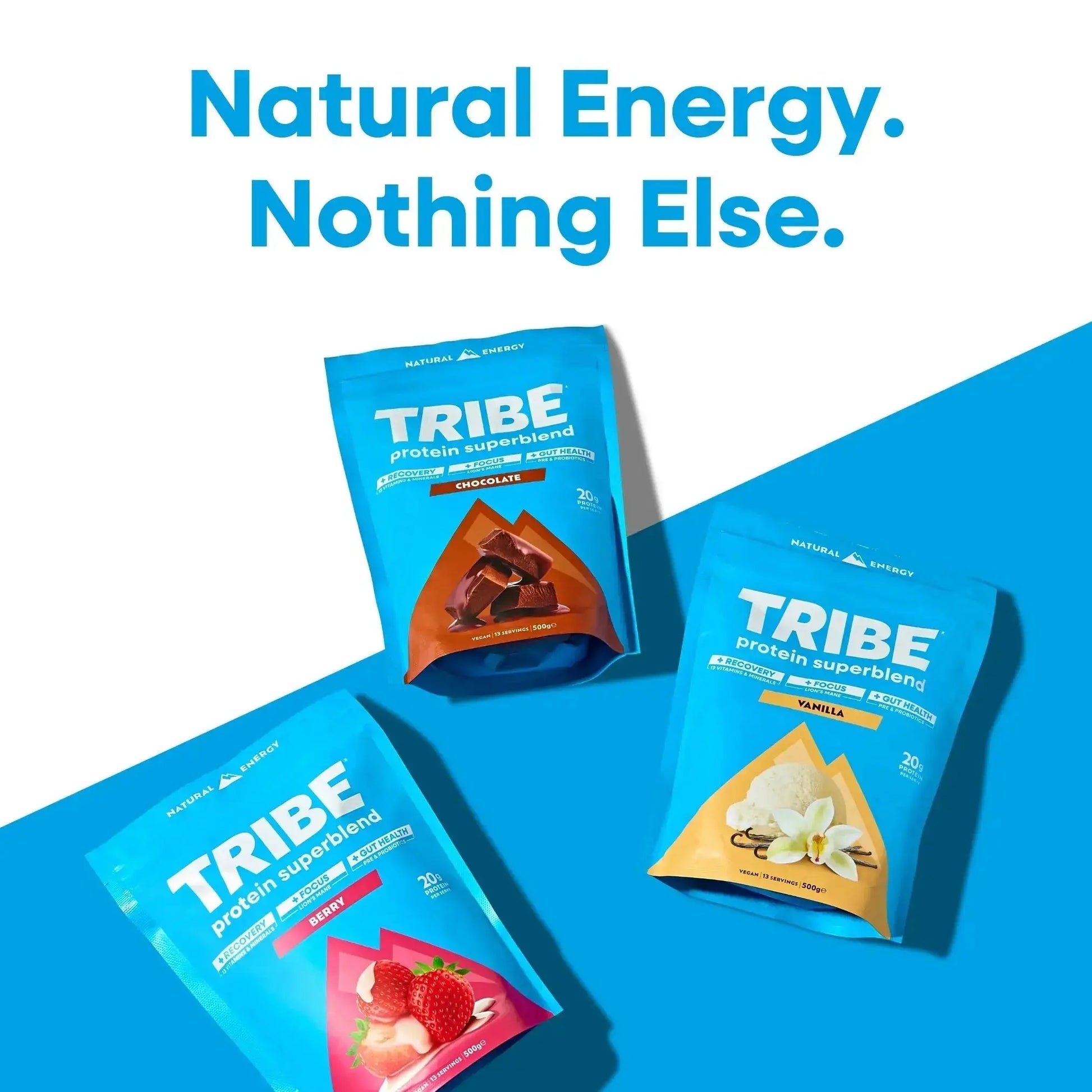 Vegan Protein Superblend | Daily Recovery, Gut Health & Focus Shake TRIBE Natural Energy