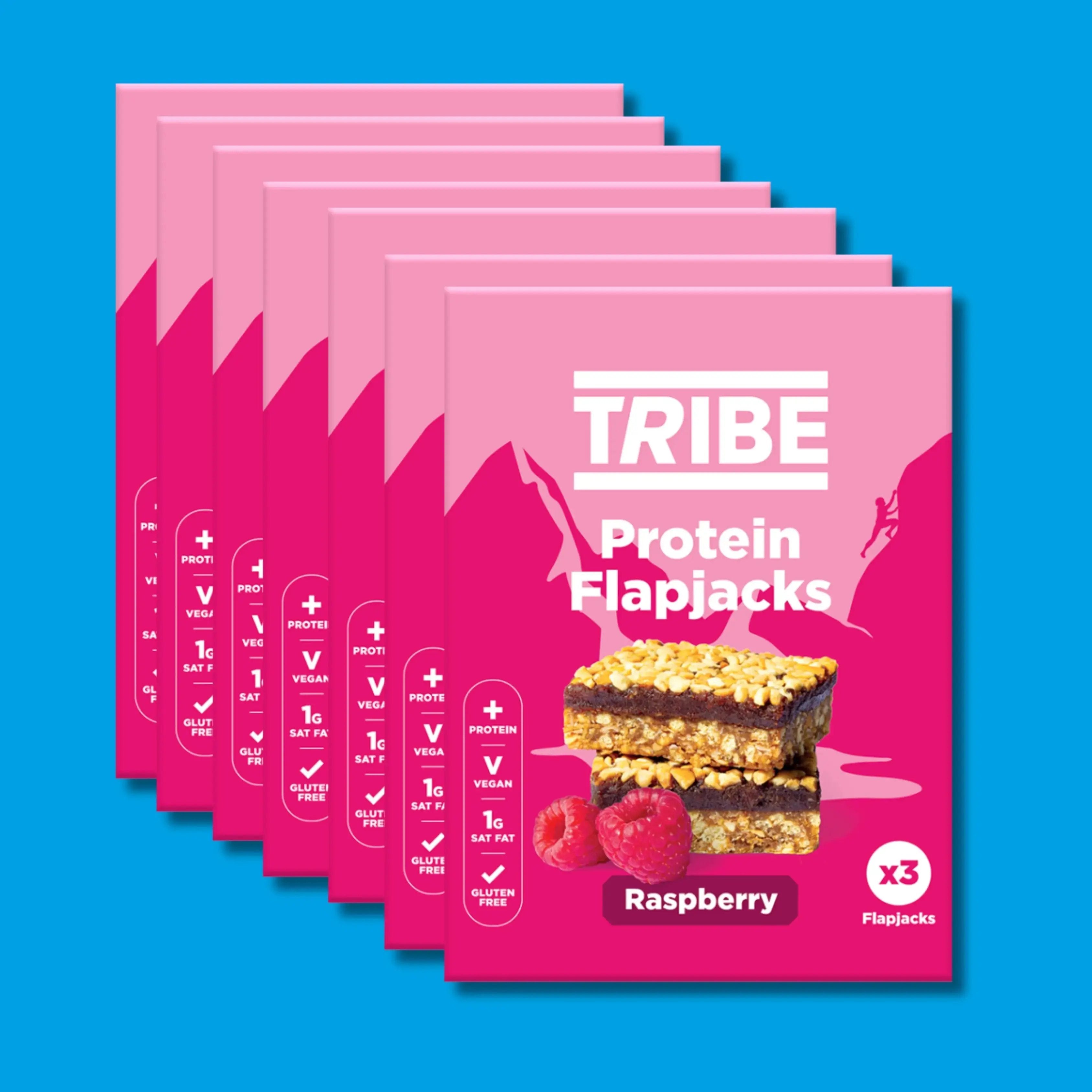 21x Raspberry Protein Flapjack (7x (3x38g)) TRIBE Bars