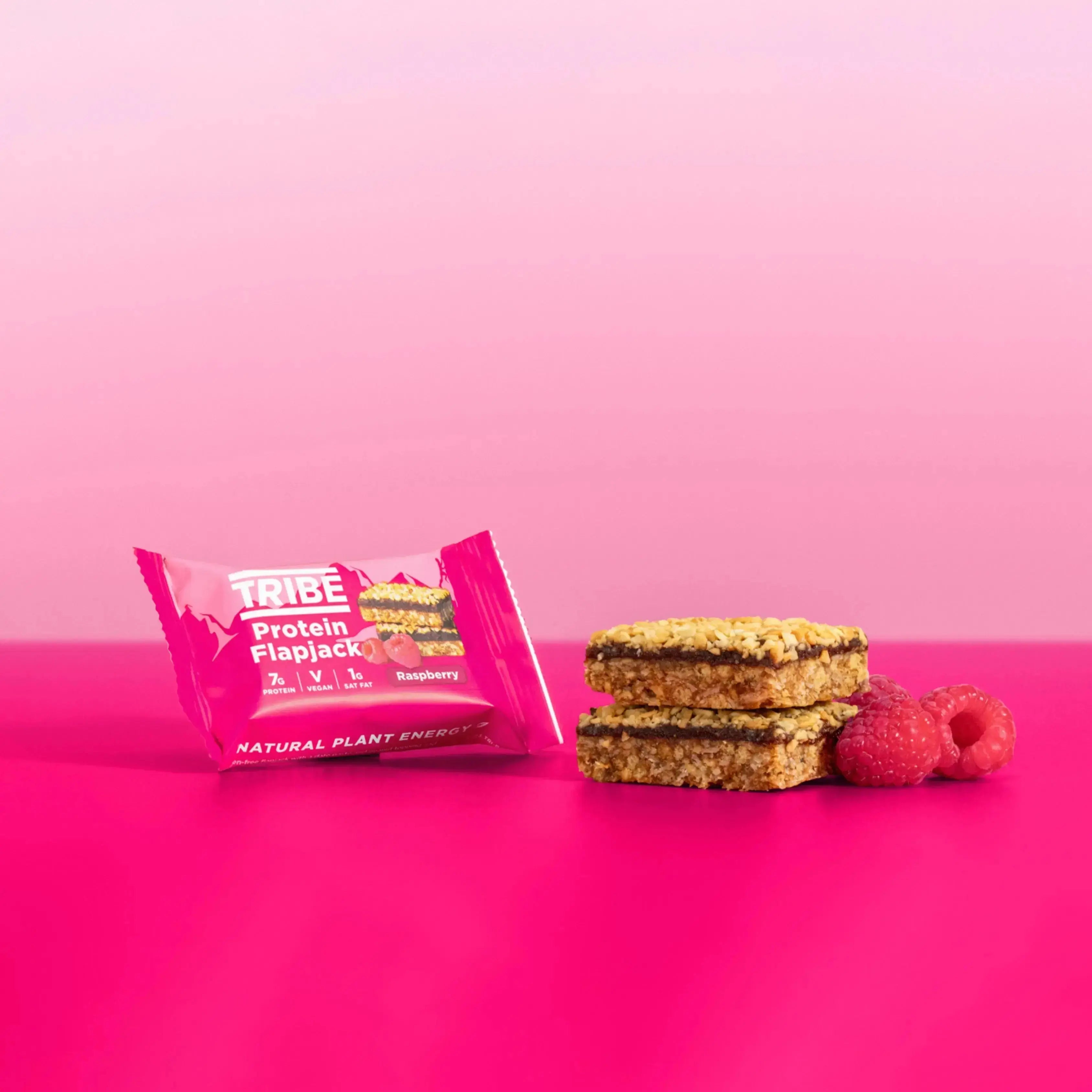 12 x 50g Raspberry Protein Flapjack TRIBE Bars