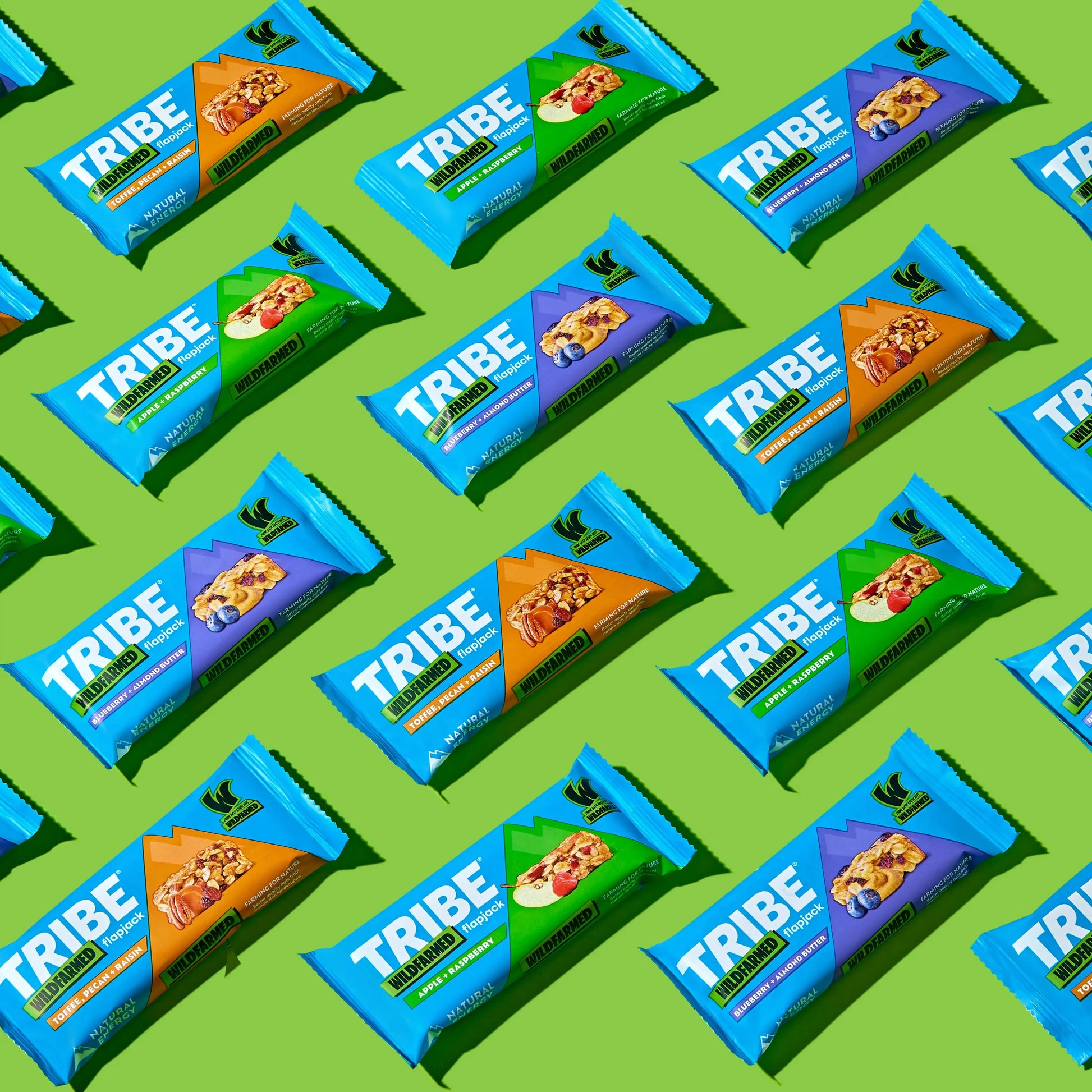 16 x 50g TRIBE x Wildfarmed Toffee, Pecan & Raisin Flapjack TRIBE Bars