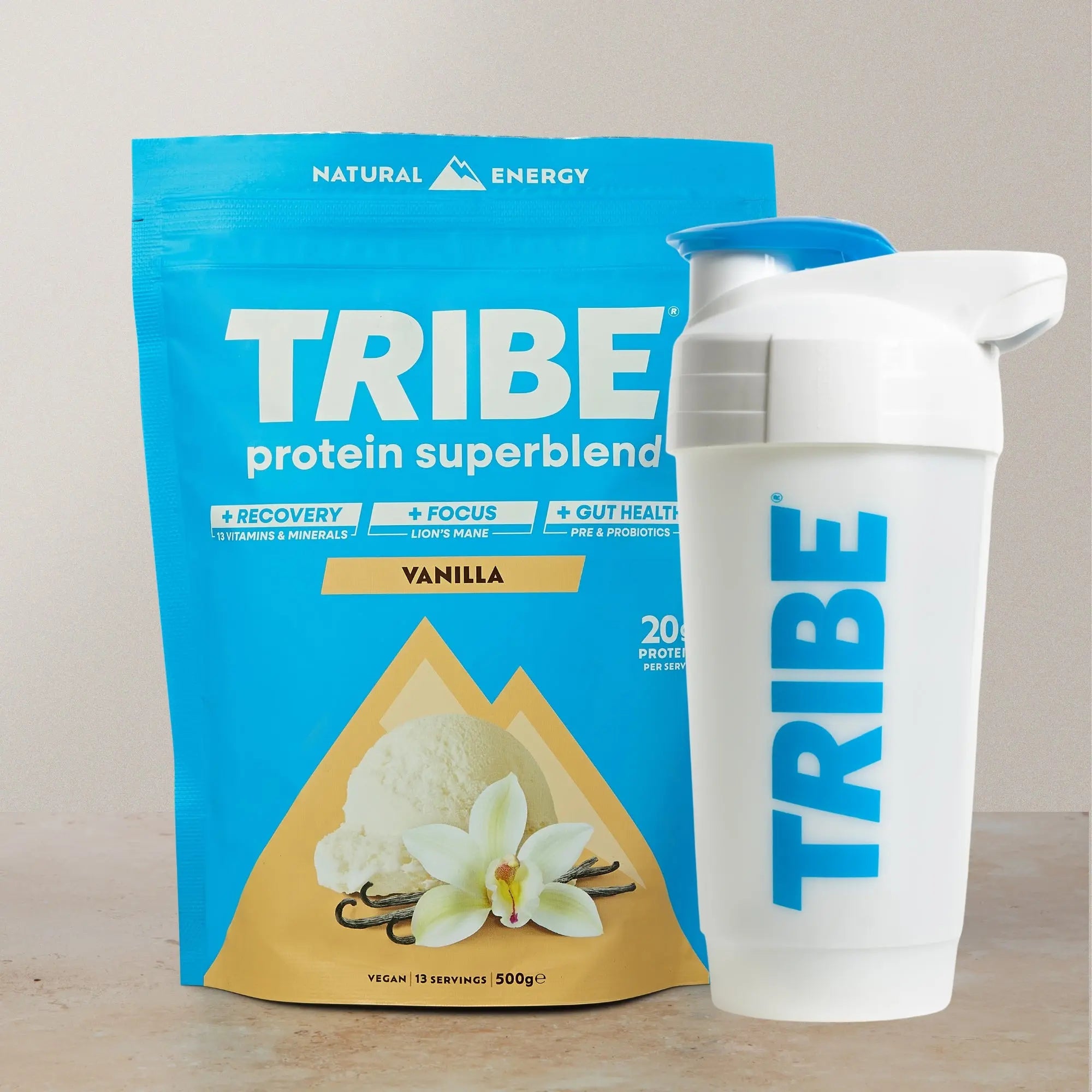 Vegan Protein Superblend Trial Pack - 13 Servings + Free Shaker TRIBE Natural Energy