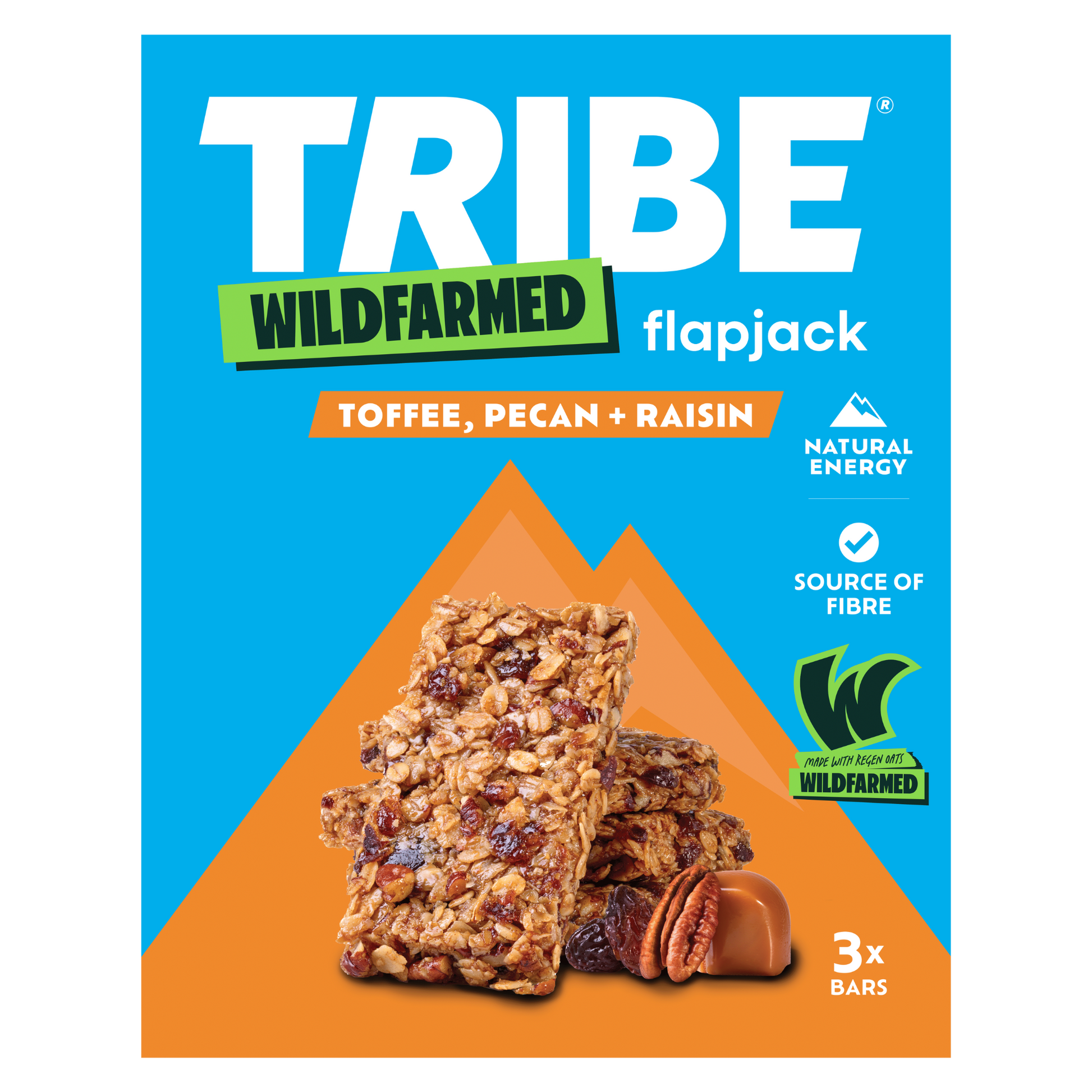 TRIBE x Wildfarmed 3x50g Multipack | Delicious Tasting Flapjack | Made with Regen Oats | Sustained Energy TRIBE Natural Energy