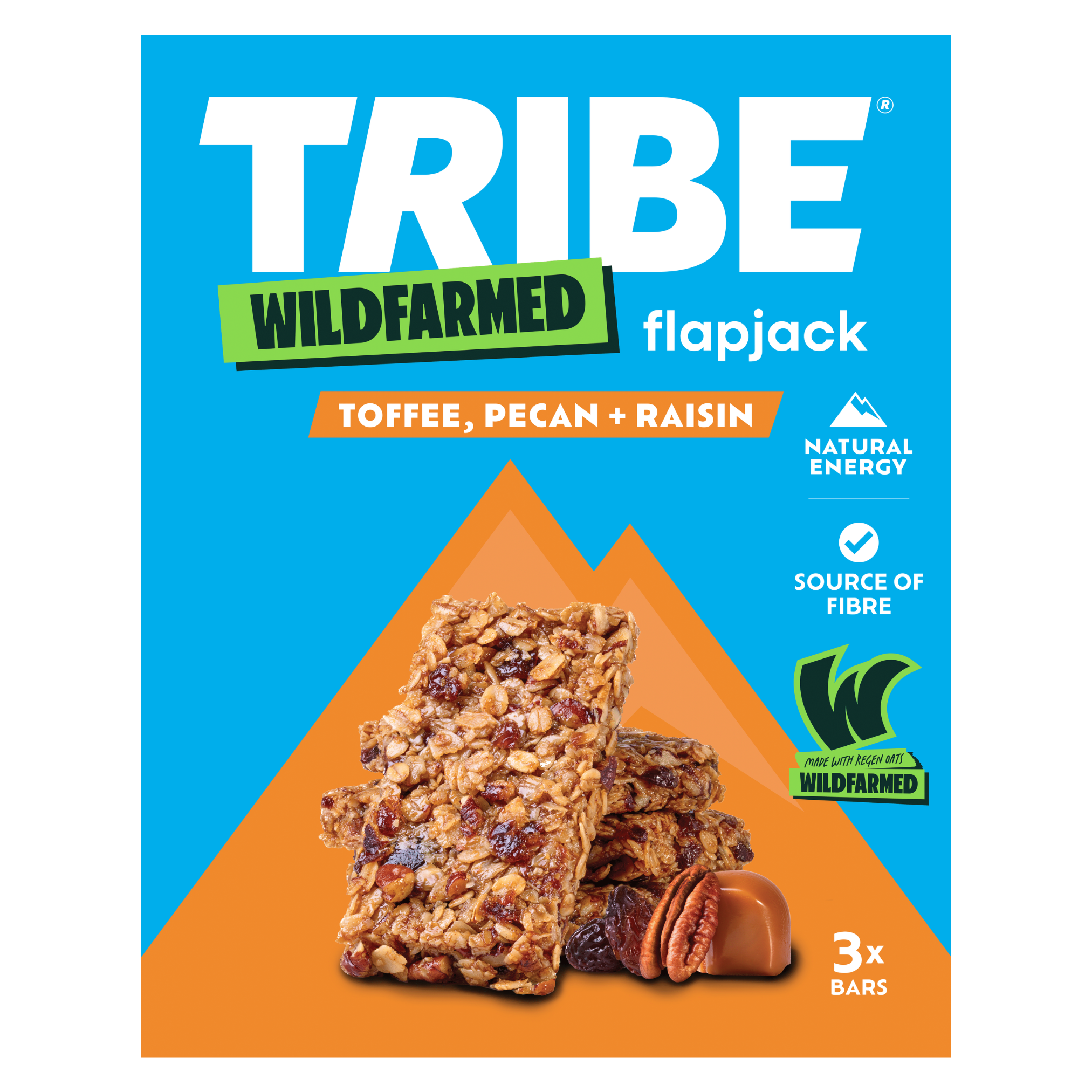 TRIBE x Wildfarmed 3x50g Multipack | Delicious Tasting Flapjack | Made with Regen Oats | Sustained Energy TRIBE Natural Energy