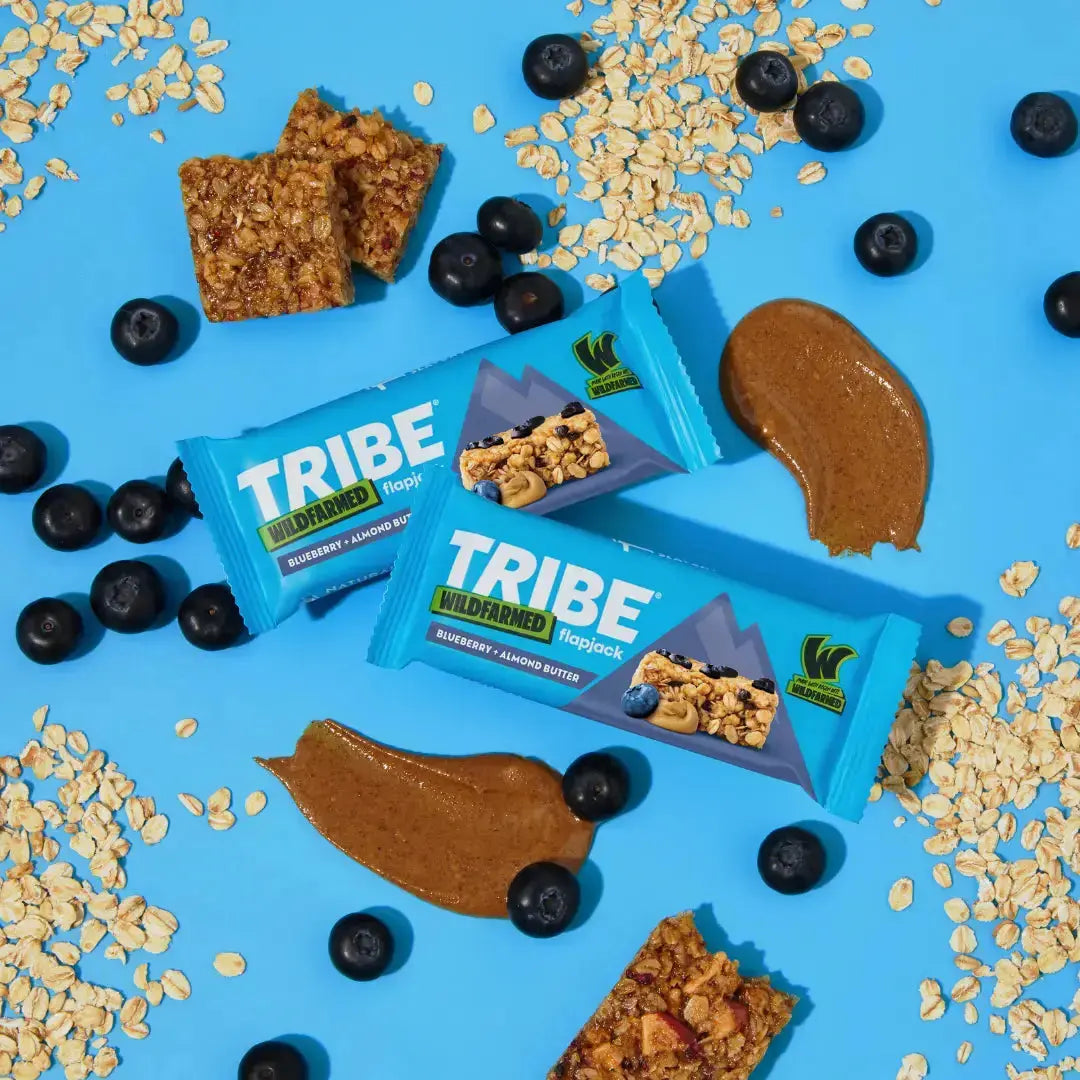 16 x 50g TRIBE x Wildfarmed Blueberry & Almond Butter Flapjack TRIBE Bars