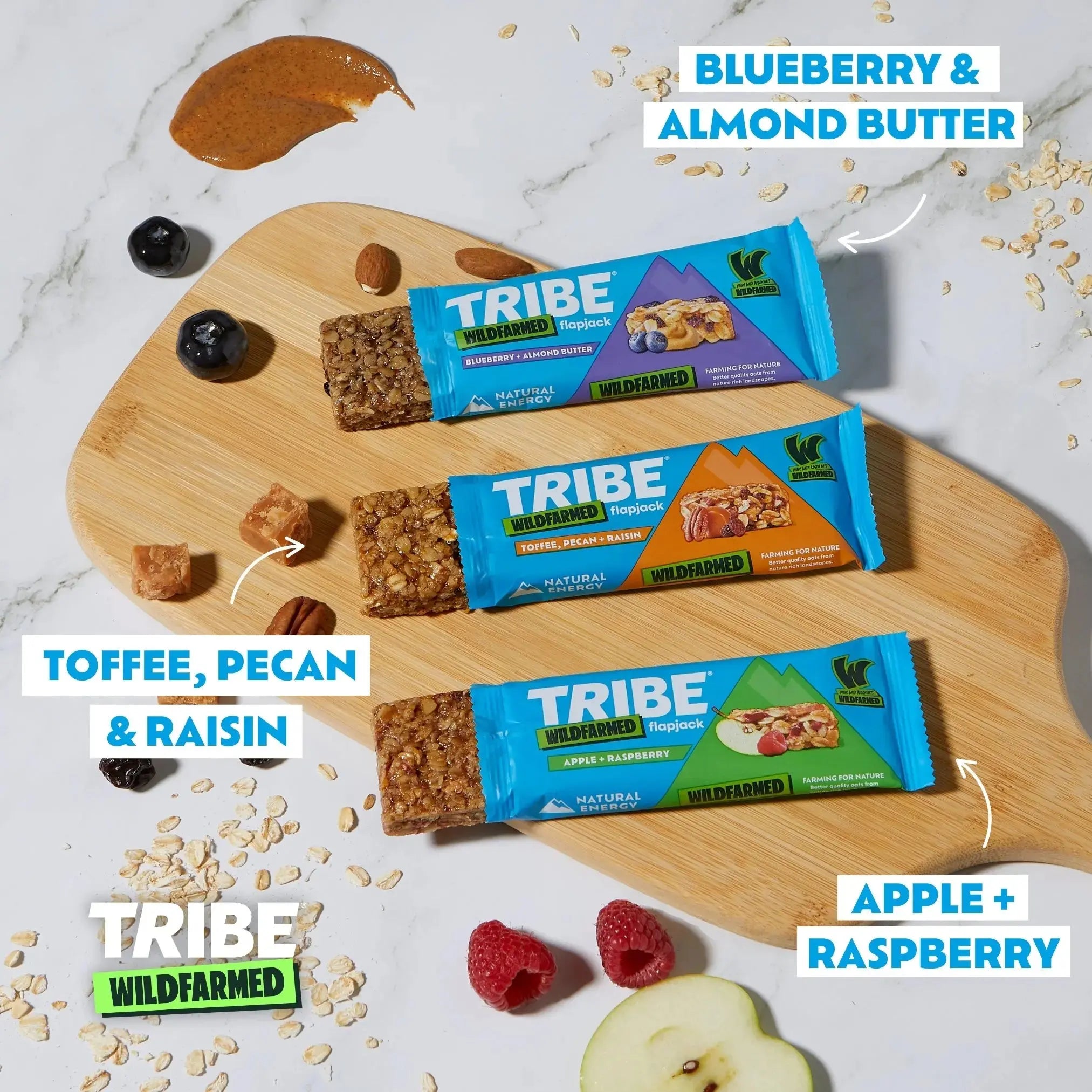 TRIBE x Wildfarmed 16 x 50g Bars | Delicious Tasting Flapjack | Made with Regen Oats | Sustained Energy TRIBE Natural Energy