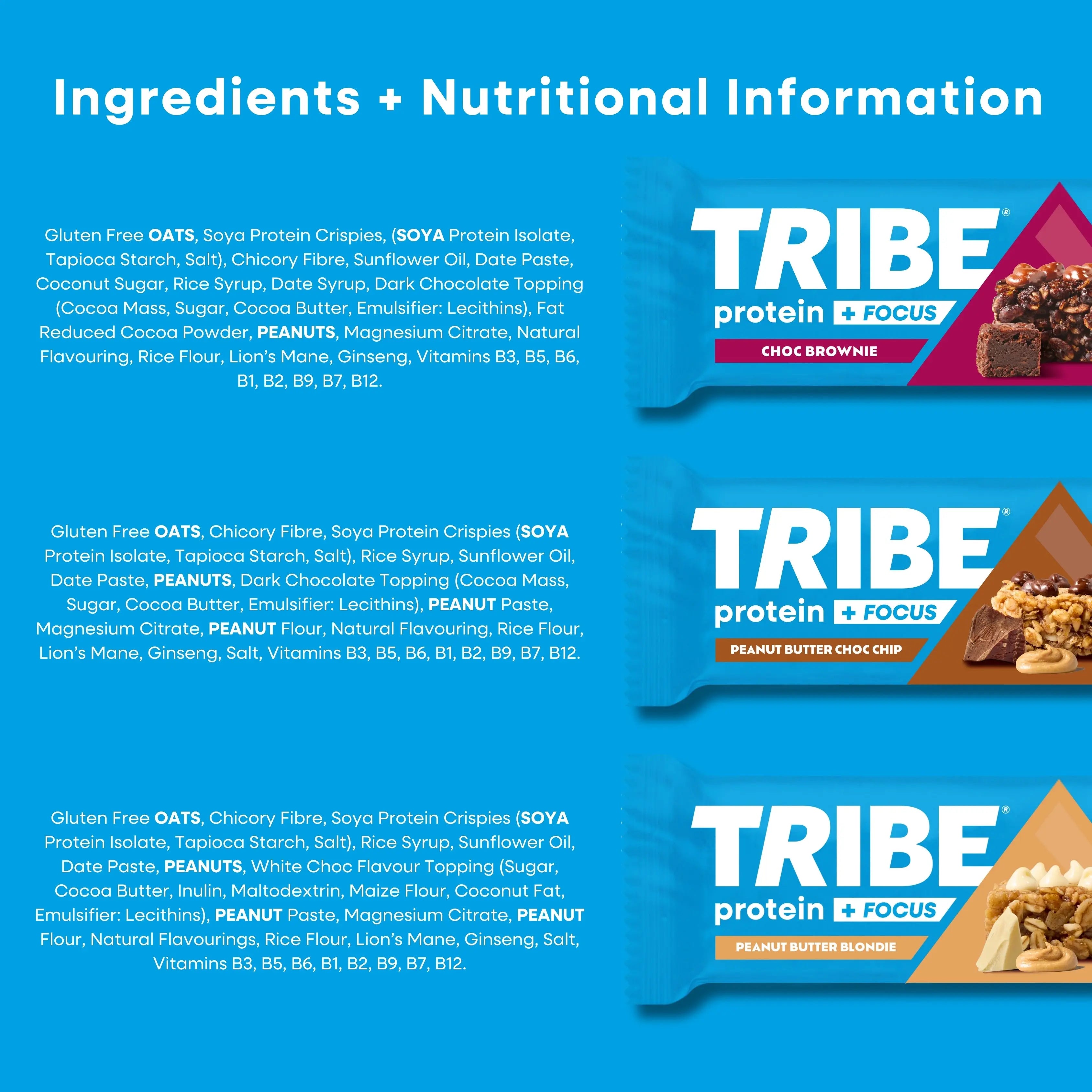 12 x 60g Protein + Focus Bestsellers Trial Pack TRIBE Natural Energy