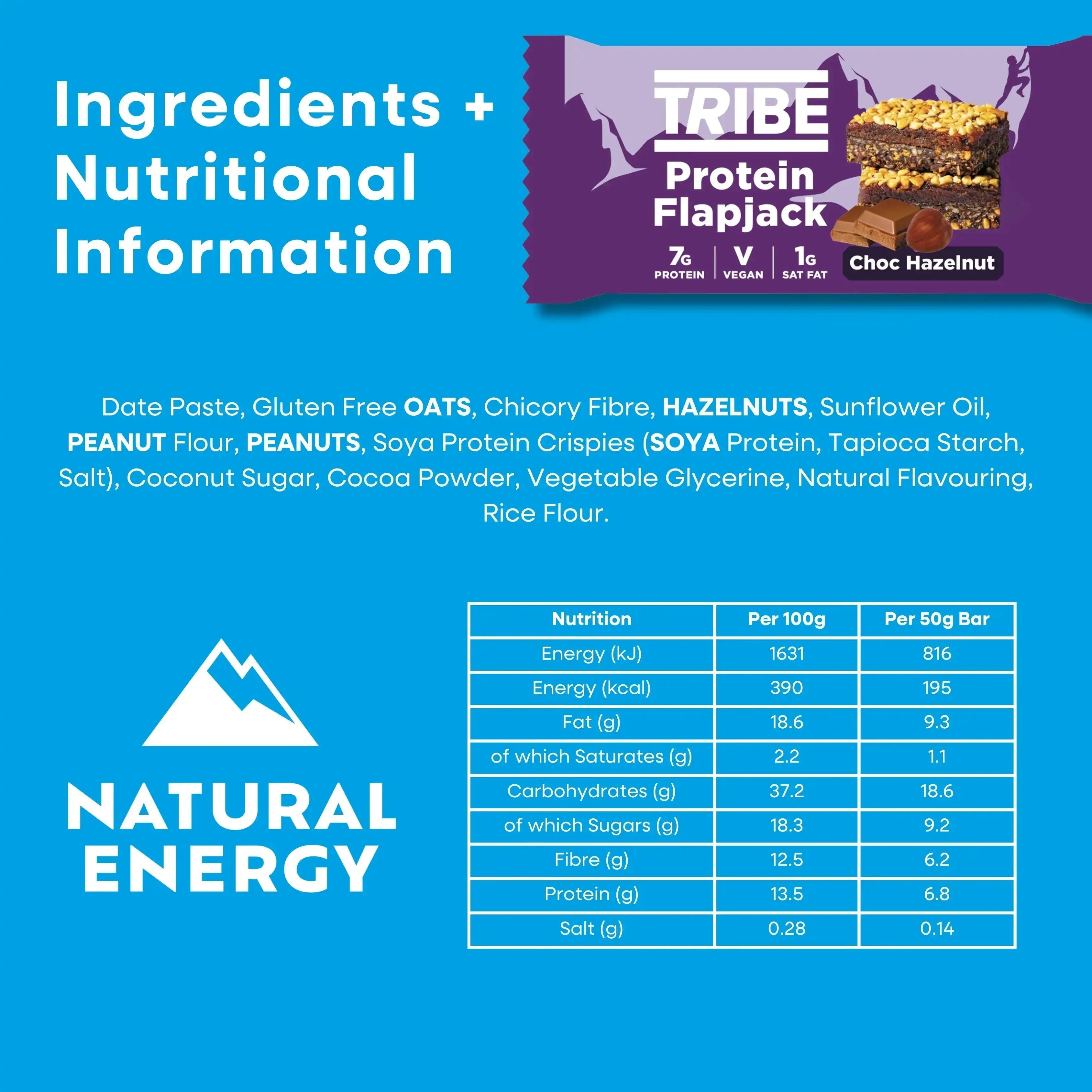 12 x 50g Choc Hazelnut Protein Flapjack TRIBE Bars