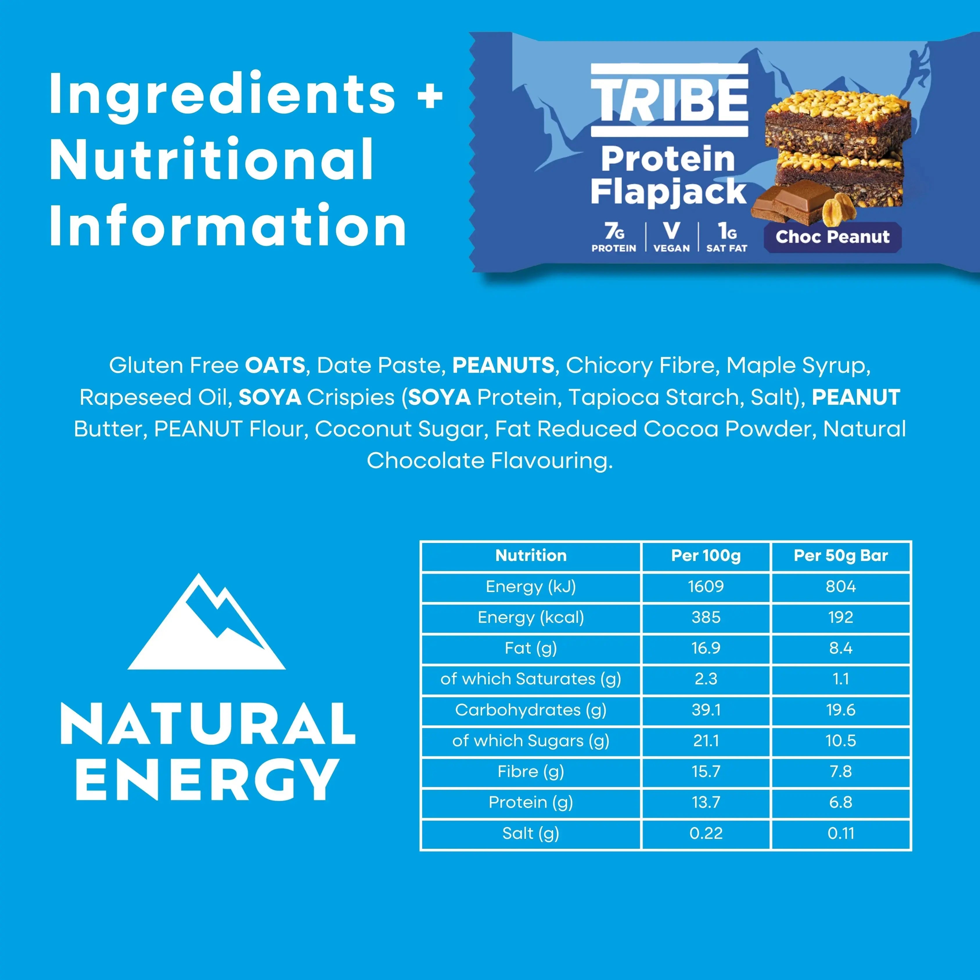 12 x 50g Choc Peanut Protein Flapjack TRIBE Bars