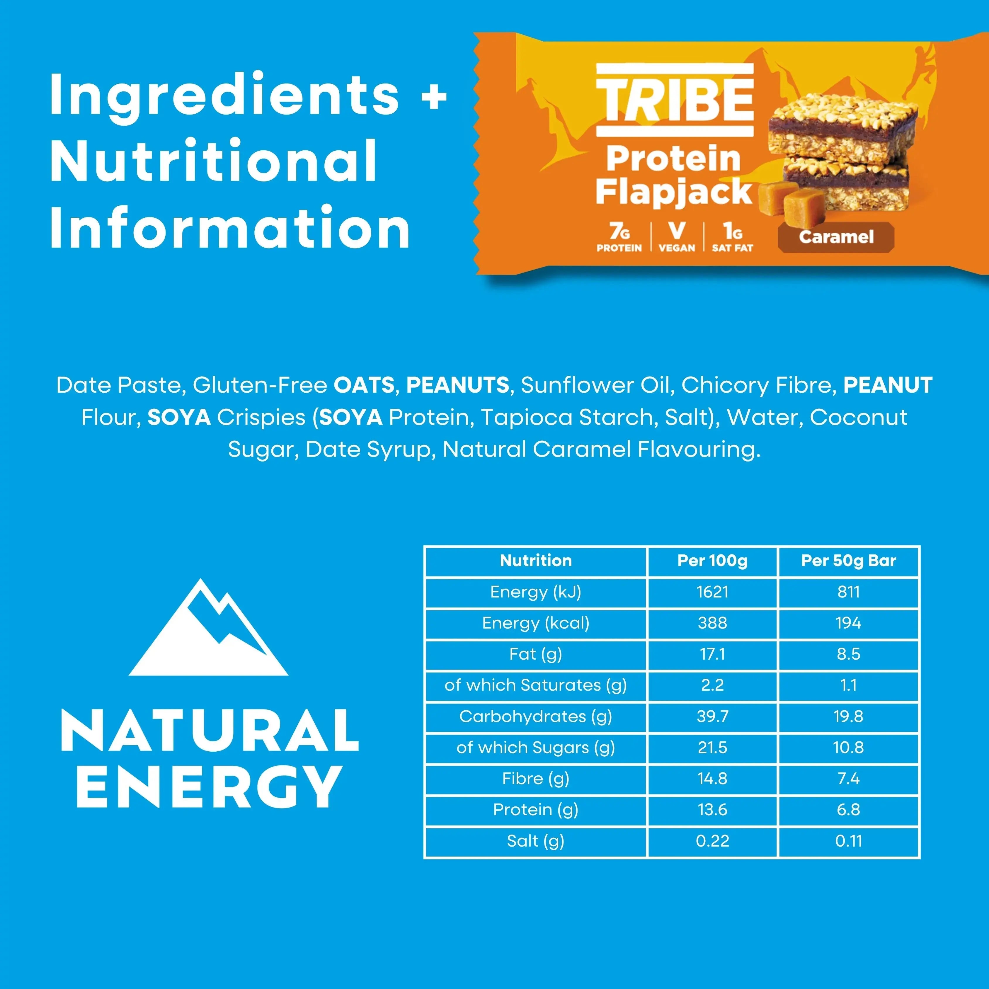 12 x 50g Caramel Protein Flapjack TRIBE Bars