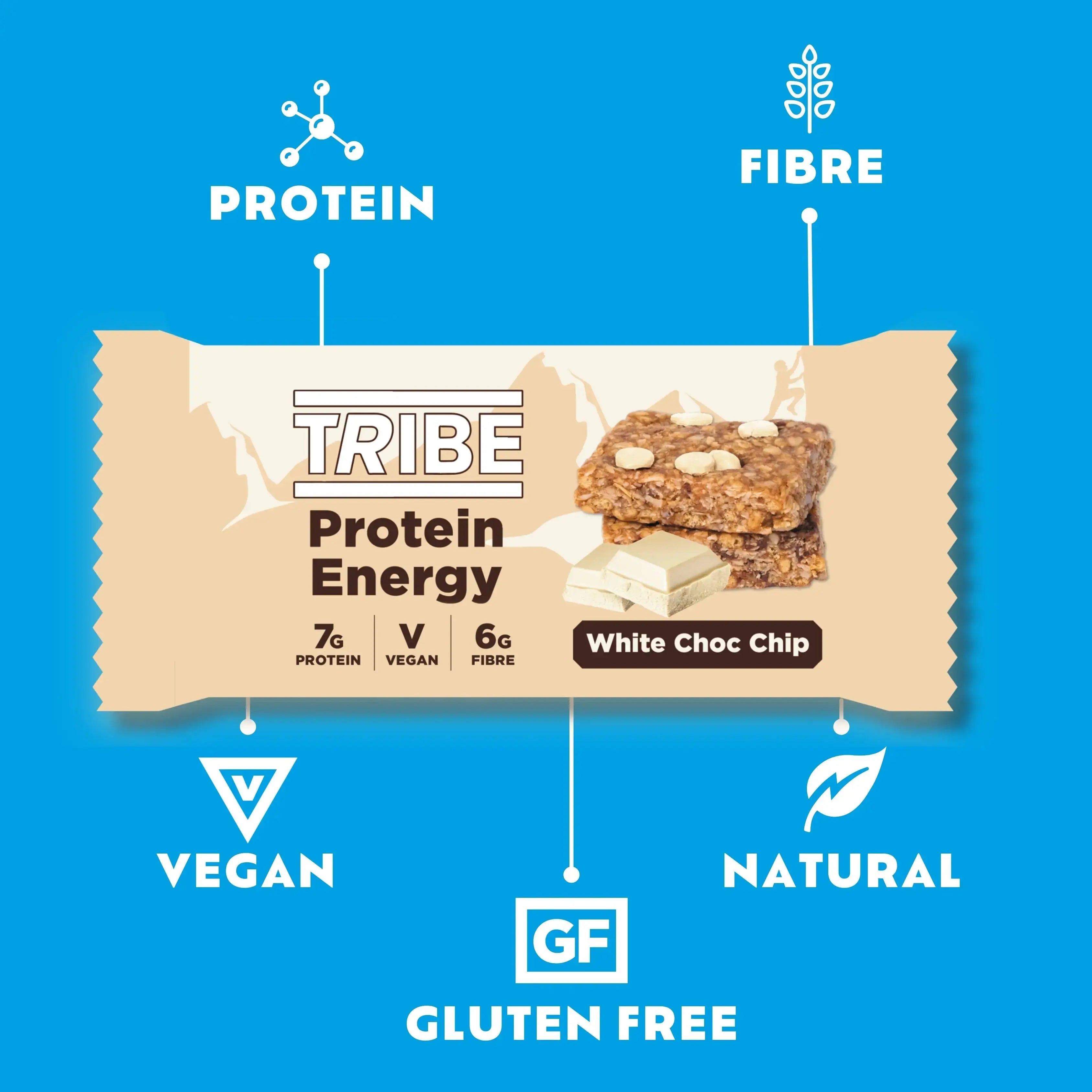 12 x 50g White Choc Chip Protein Energy TRIBE Bars