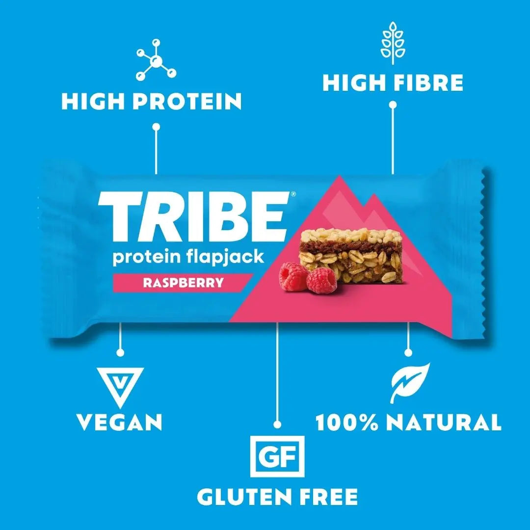 TRIBE Protein Flapjack 12x50g | Natural Energy, High Protein & Fibre TRIBE Bars