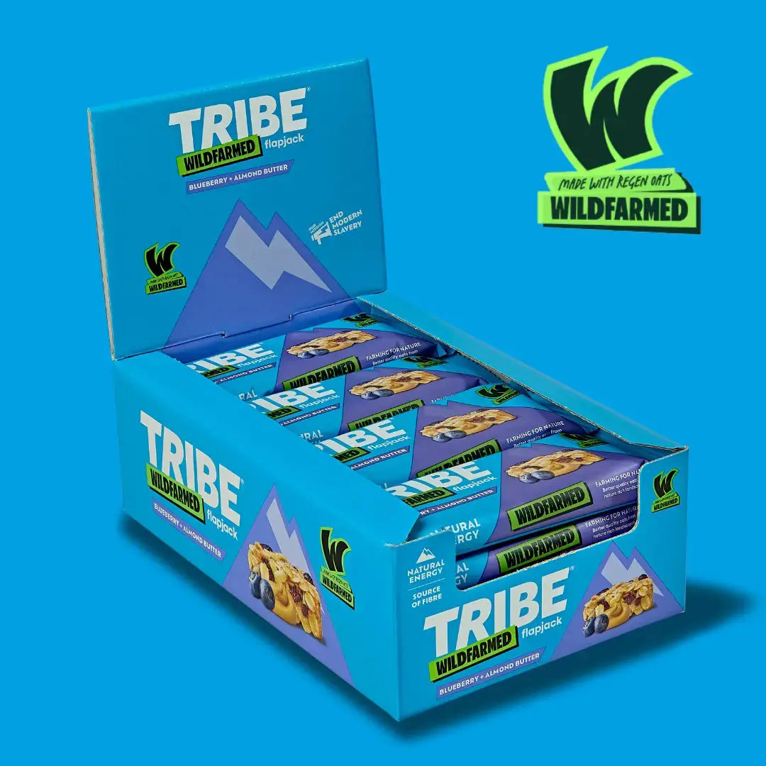16 x 50g TRIBE x Wildfarmed Blueberry & Almond Butter Flapjack TRIBE Bars