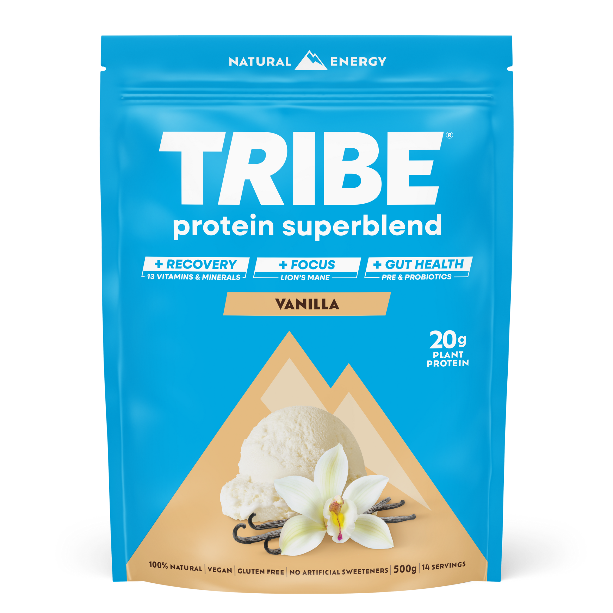 Vegan Protein Superblend 500g | Daily Recovery, Gut Health & Focus Shake TRIBE Natural Energy